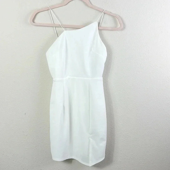NWT Lulus Party for Two Ivory / White Asymmetrical Bodycon Mini Dress size XS - Picture 5 of 15